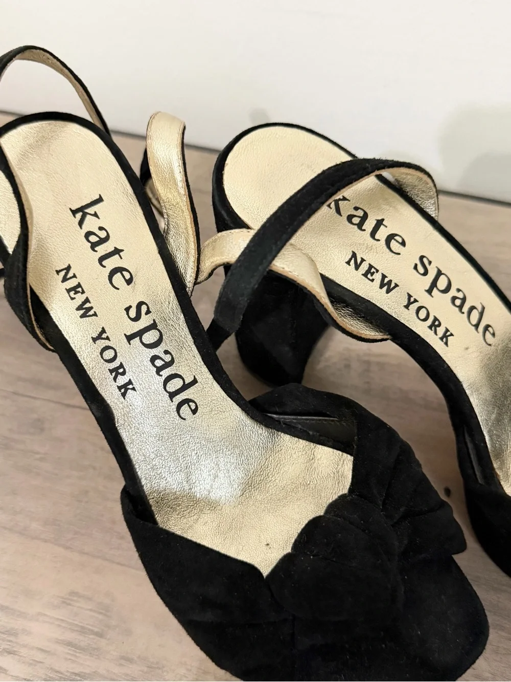 Kate spade black heels velvet block heel size 5.5  platform